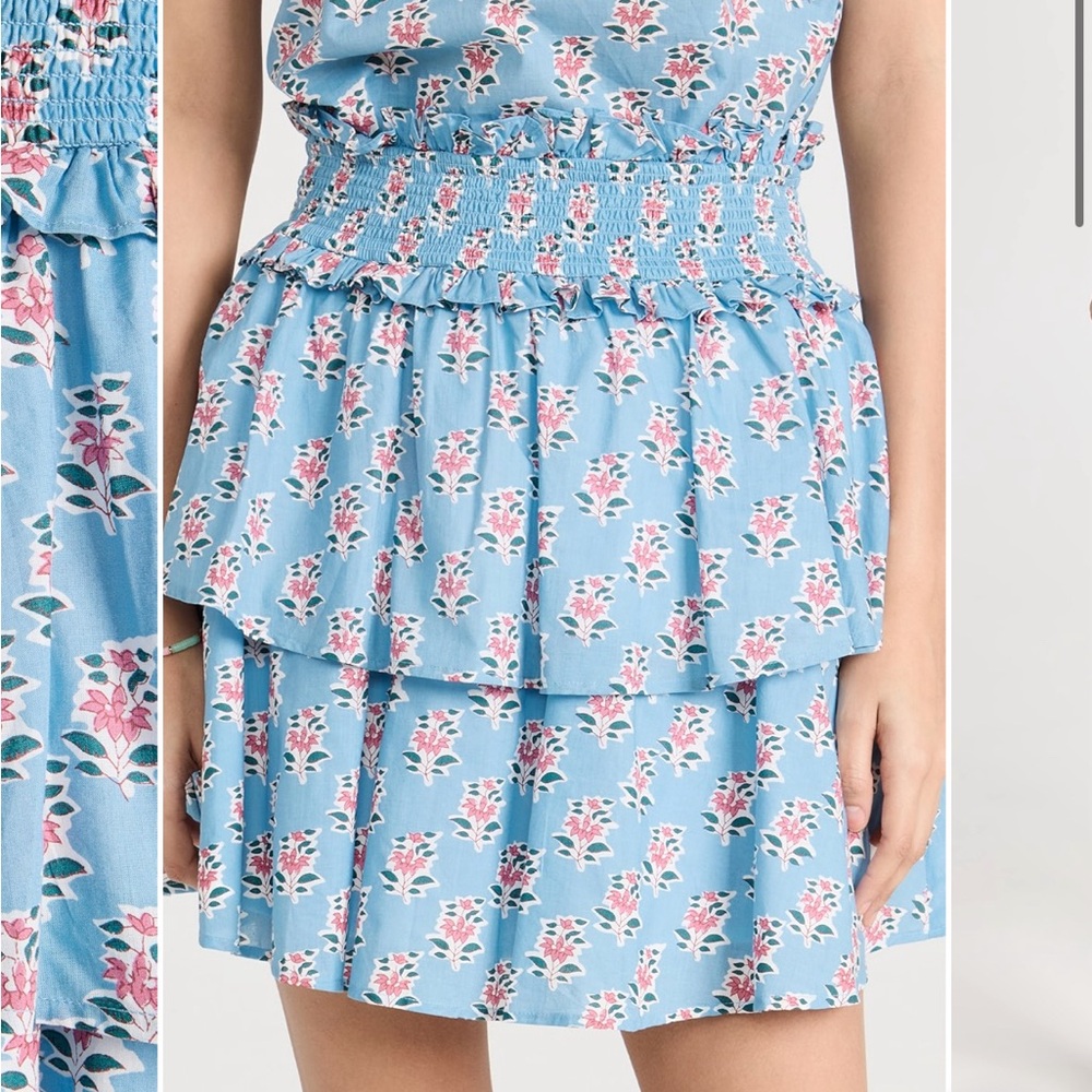 Marea by Liz Joy blue floral ruffle mini skirt